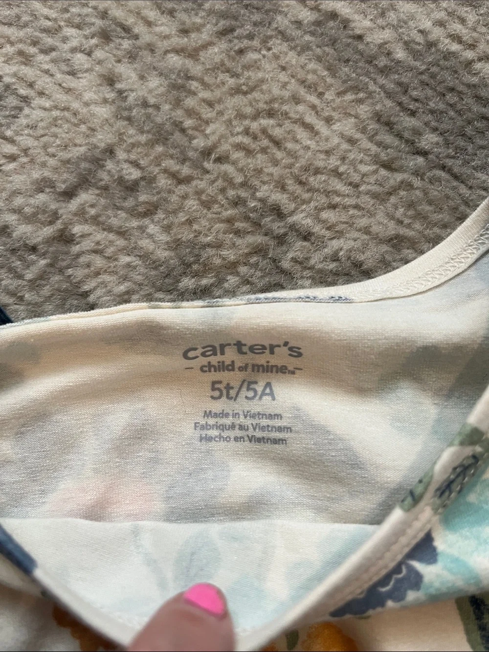 Carter's Cream Floral Top with Blue Pinafore Dress